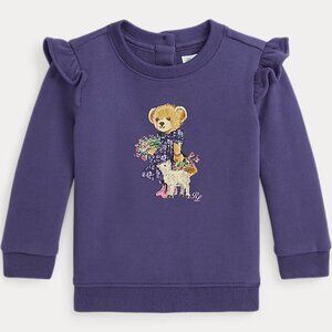 Ralph Lauren Cute Polo Bear Ruffled Fleece Sweatshirt Gift Boxed Size 24 months